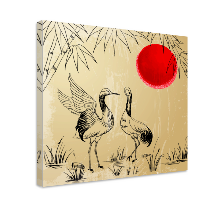 Kiinalaiset vuoret haikaroita aurinkoja makuuhuone canvas - Tenstickers