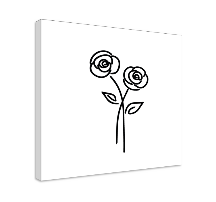 Pari ruusuja minimalistinen muotoilu canvas taulu kukka - Tenstickers