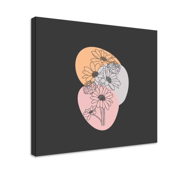 Kukkamaiset abstraktit muodot canvas-taulussa - Tenstickers