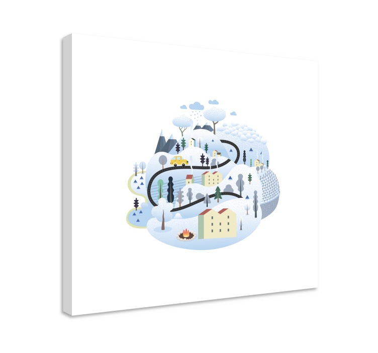 Talvinen maisemareitti kaupunki canvas taulu - Tenstickers