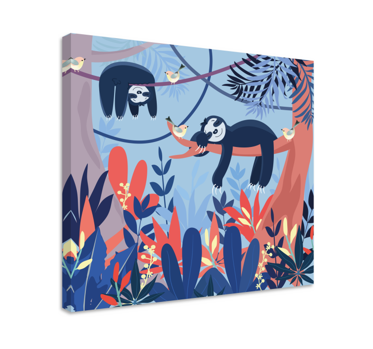 Nukkuvat eläimet metsässä lasten canvas - Tenstickers