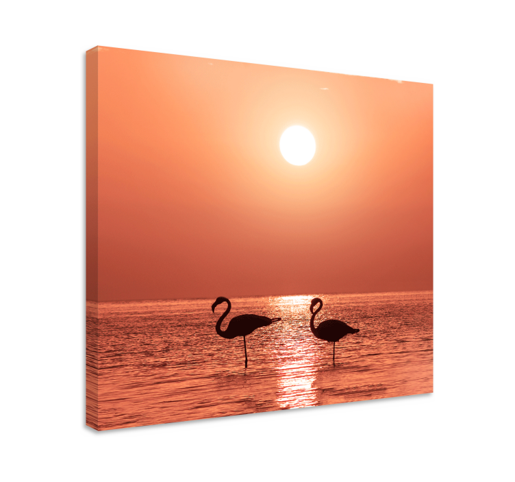 Flamingot auringonlaskussa lintutaulu - Tenstickers