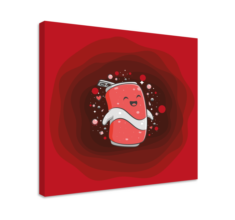 Iloinen virvoitusjuomahahmo teksti canvas taulu - Tenstickers