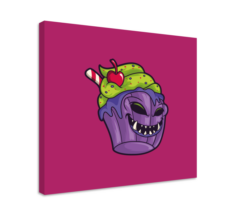 Uhkaava cupcake-olento teksti canvas taulu - Tenstickers