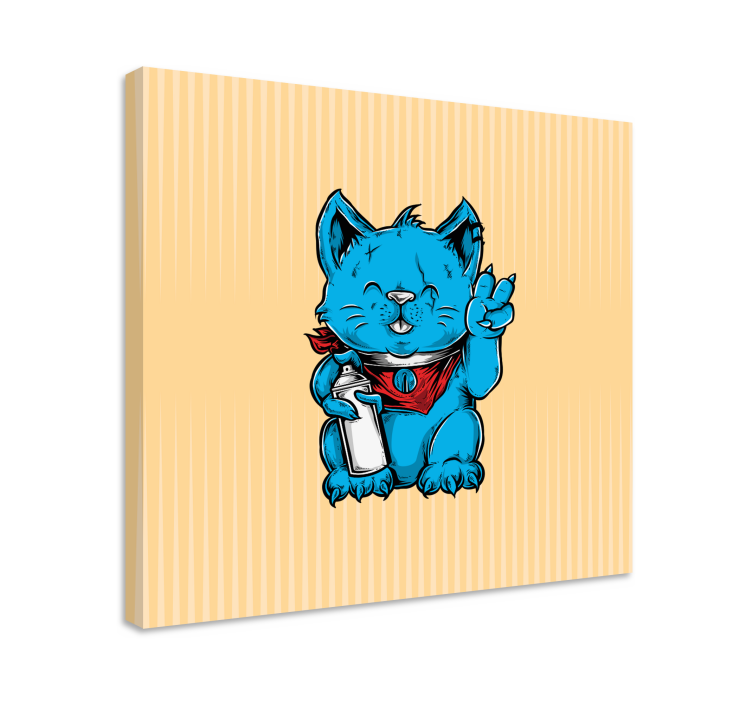 Leikkisä sininen kissa canvas - Tenstickers