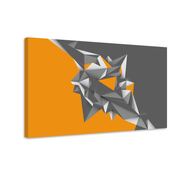 Harmaat ja oranssit geometriset abstraktit muodot 3d canvas - Tenstickers