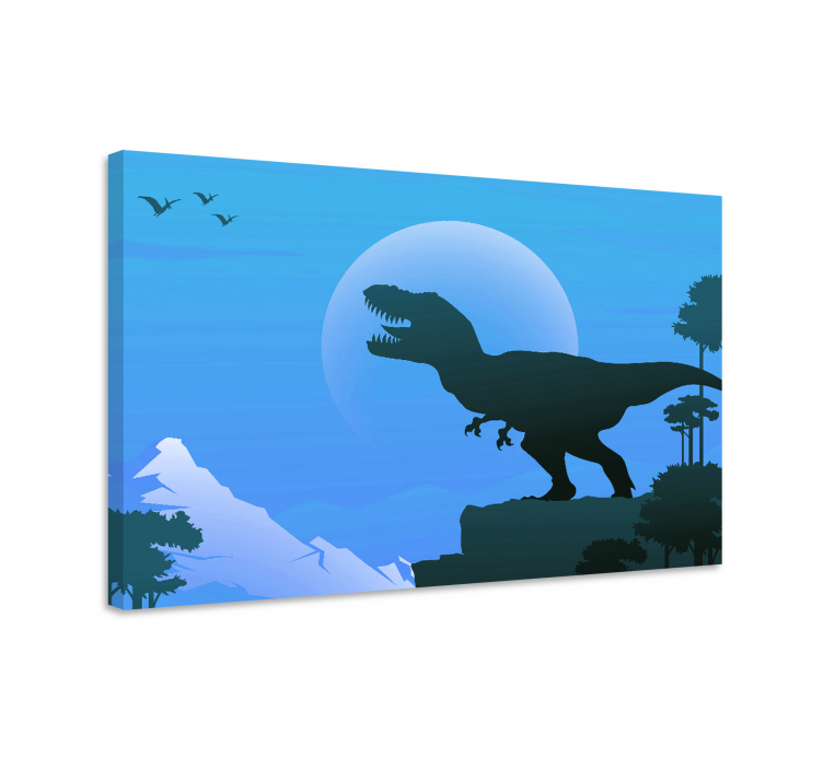 Dinosaurus canvas taulu t-rex varjokuvana - Tenstickers