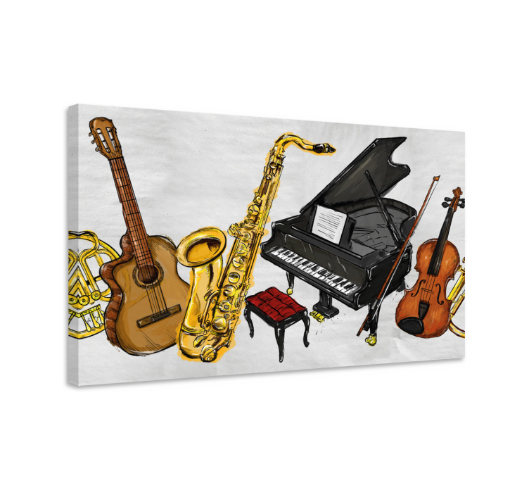 Musiikki-instrumenttien maalaus Musikaali canvas - Tenstickers