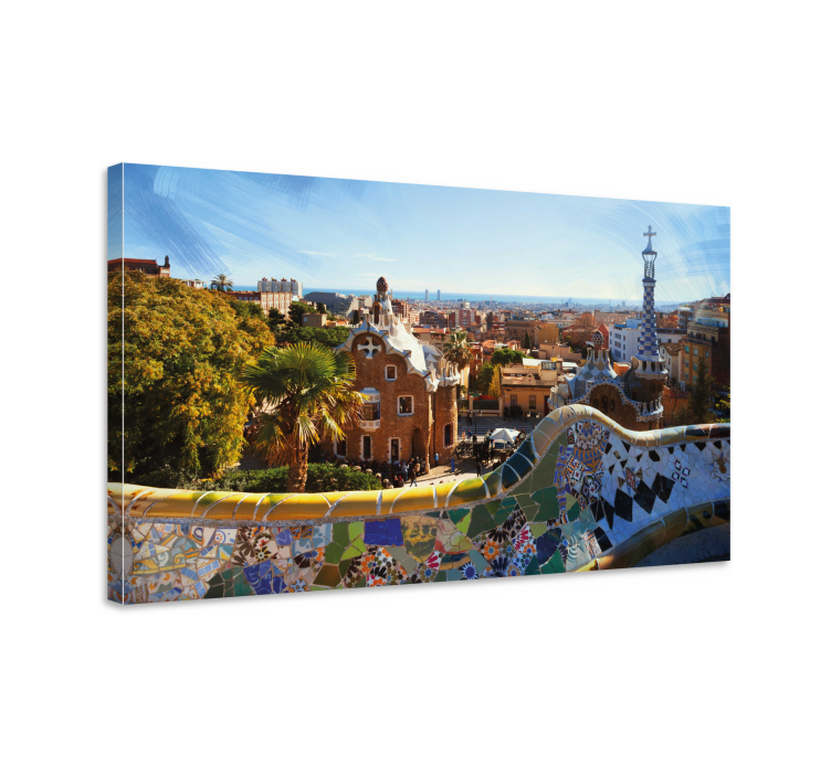 Barcelonan mosaiikkinäkymä kaupunki canvas taulu - Tenstickers