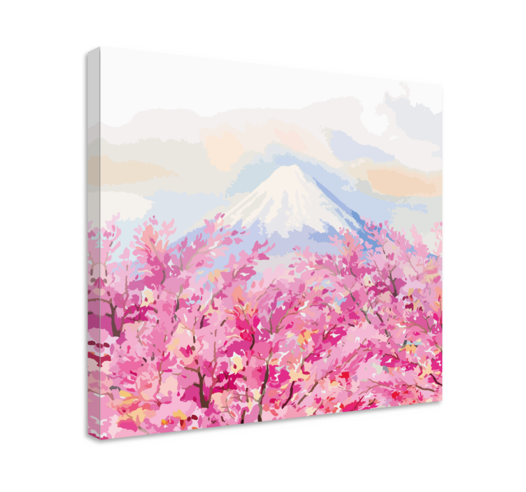 Fuji-vuori ja kirsikankukka canvas taulu maisema - Tenstickers