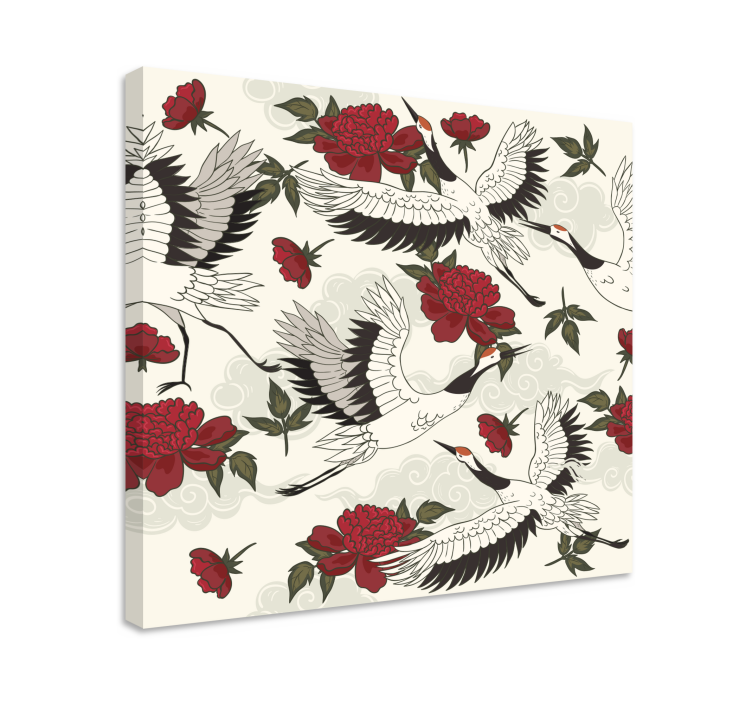 Kurjet ja kukat mandala canvas taulu - Tenstickers