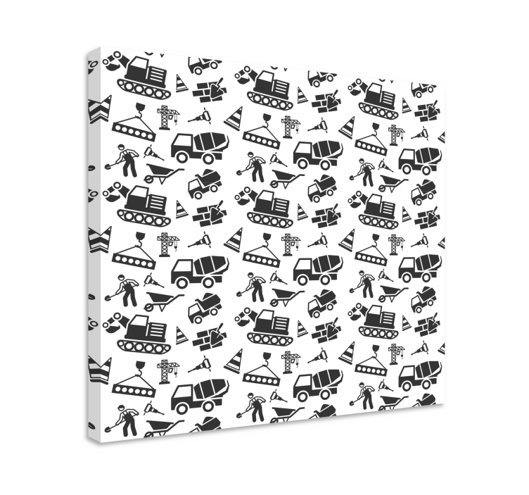 Rakennustyömaan kuvakkeet teksti canvas taulu - Tenstickers