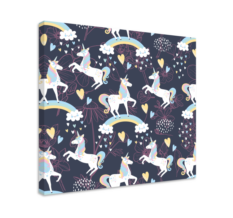 Lumoavat yksisarviset leikkimässä canvas taulu - Tenstickers