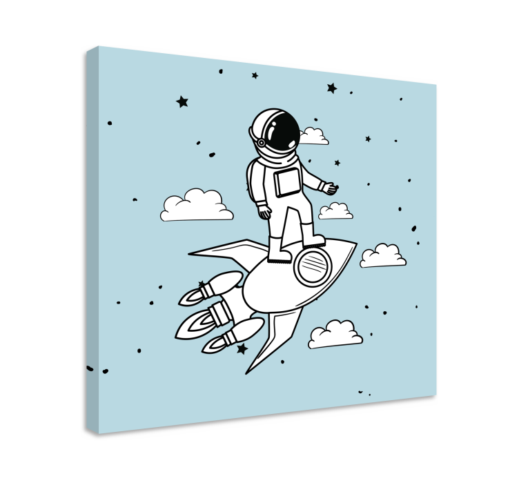 Raketti -astronautti ja tähdet moderni canvas - Tenstickers