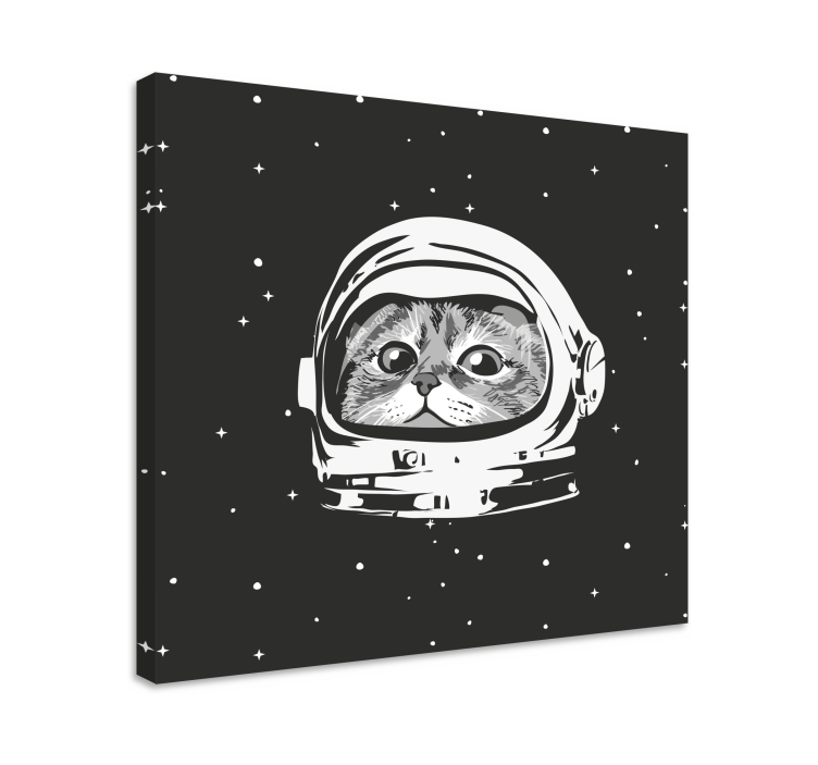 Mustavalkoinen astronautti kissa canvas - Tenstickers