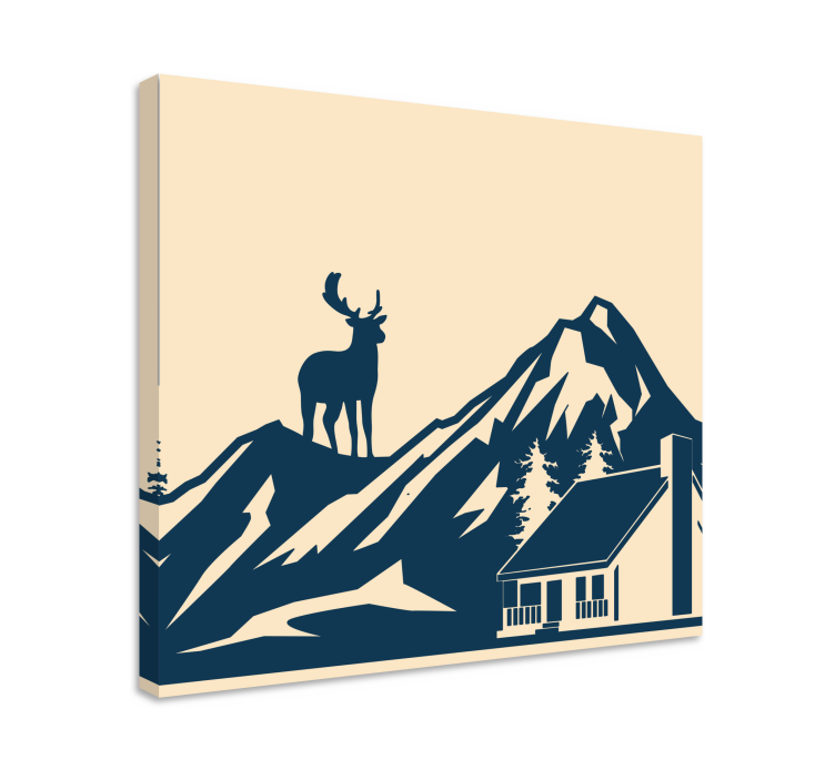Peura ja vuori moderni canvas - Tenstickers