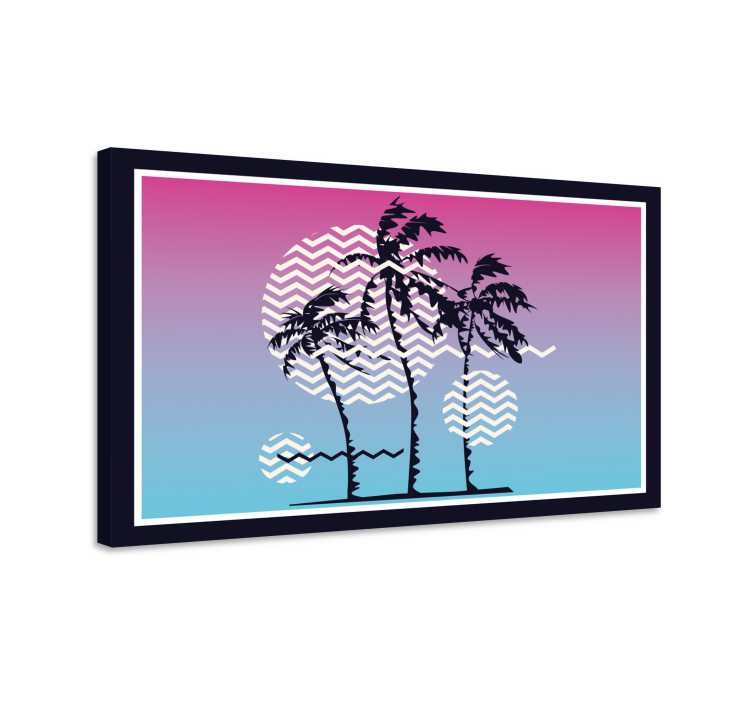 Retro auringonlaskun palmut vintage canvas - Tenstickers