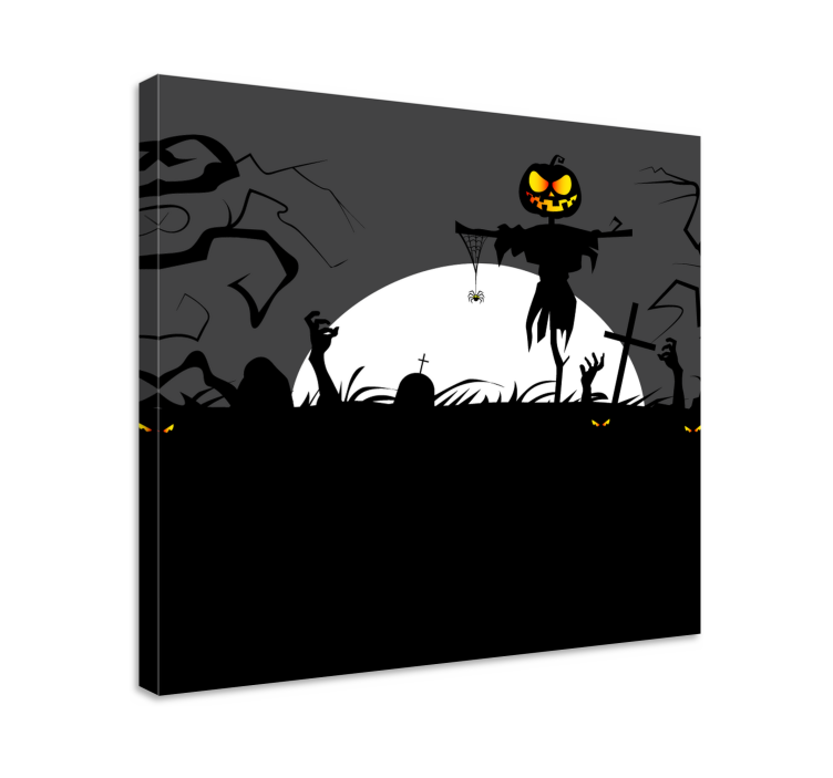 Vintage canvas taulu kummituskurpitsan maisema - Tenstickers