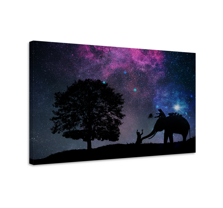 Lapsen ja norsun vuorovaikutus canvas-taulu - Tenstickers