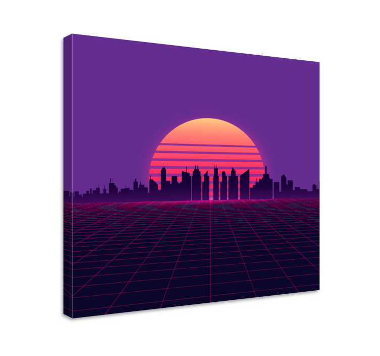 Vaporwave auringonlasku 80-luvun tyyliin vintage canvas - Tenstickers