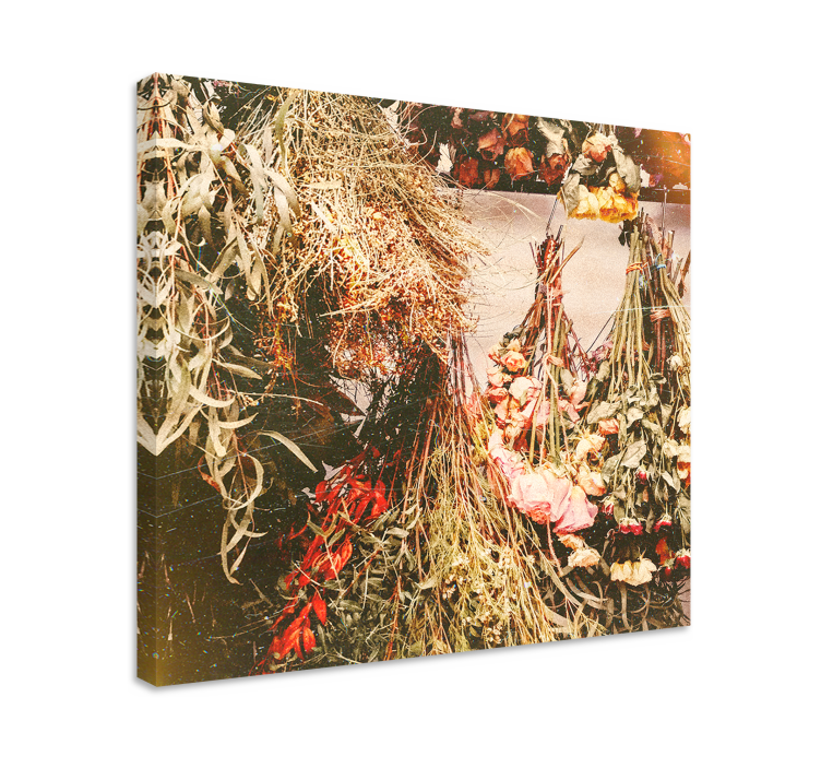 Kuivattujen kukkien asetelmat canvas-taulu - Tenstickers