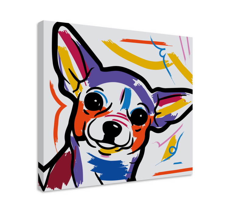 Värikäs taiteellinen chihuahua-koira moderni canvas - Tenstickers
