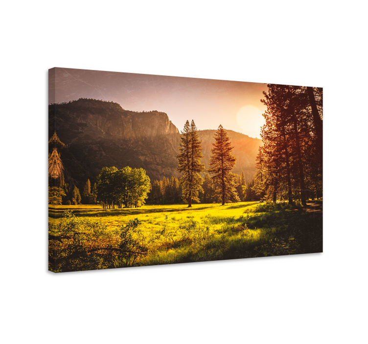 Auringonlasku vuorten yli maisema canvas taulu - Tenstickers
