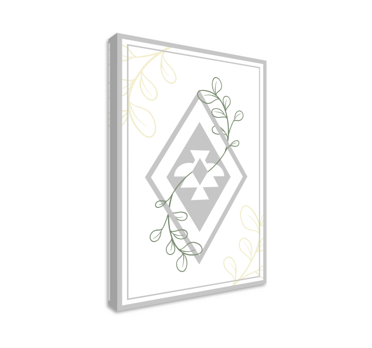 Geometrinen lehtikuvio olohuoneen canvas taulu - Tenstickers