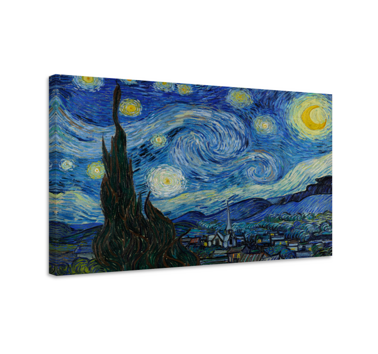 Van goghin tähtikirkas yö taide aiheinen canvas - Tenstickers