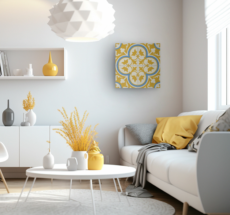 Keltainen hydraulinen laatta retro canvas - Tenstickers