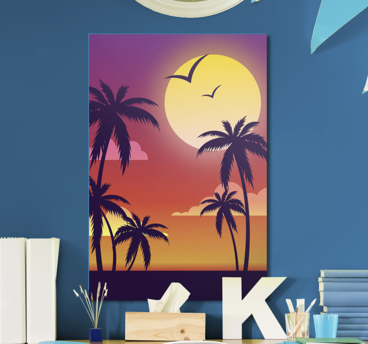 70-luvun auringonlasku pystysuora canvas taulu maisema - Tenstickers