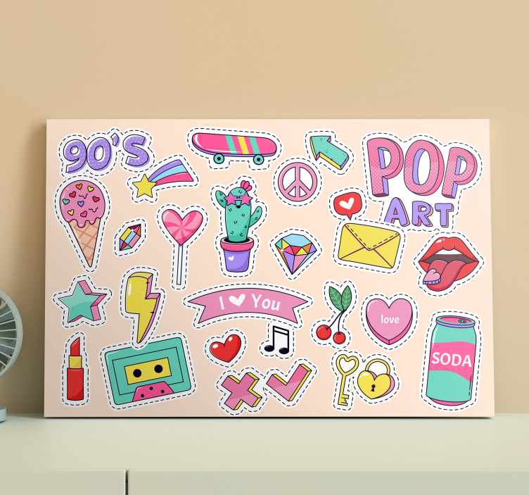 90-luvun vintage-laastaritarrat doodle nuorten canvas - Tenstickers