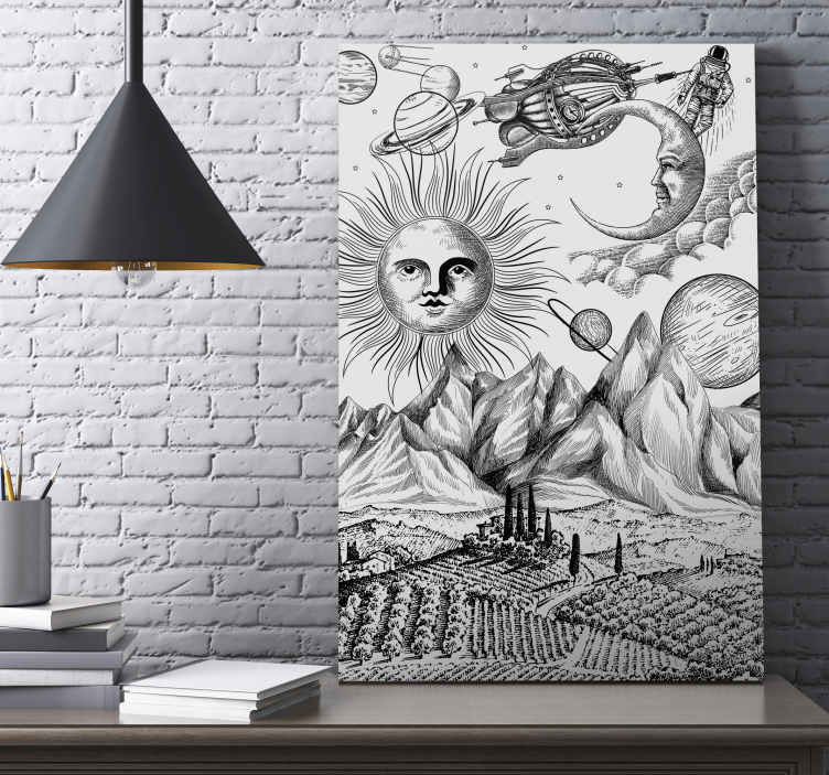 Aurinko ja planeetat abstrakti canvas taulu - Tenstickers