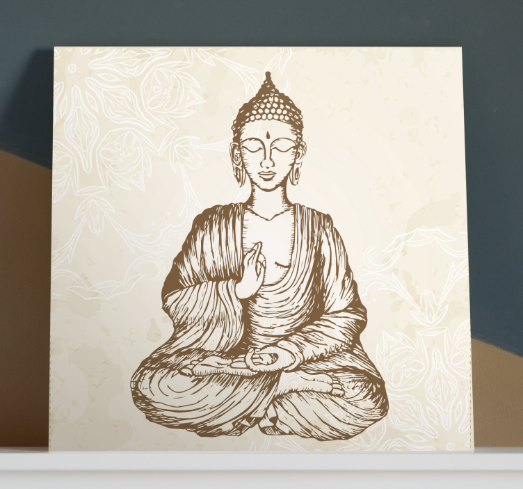 Budan vintage kukka buddha canvas - Tenstickers