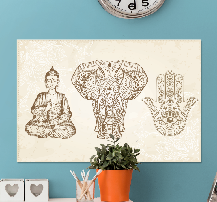 Buddha hamsa käden symboli moderni canvas - Tenstickers