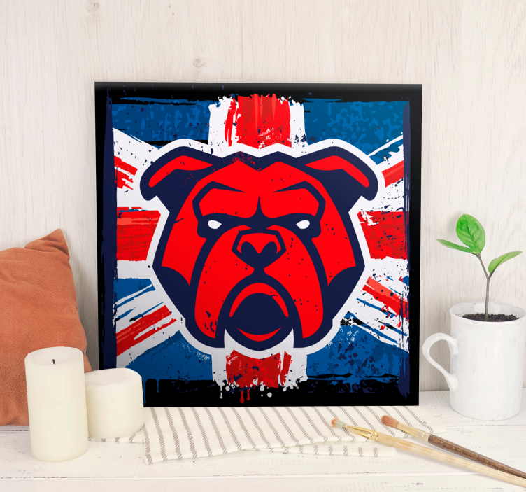 Bulldog britannian lippu koira canvas taulu - Tenstickers