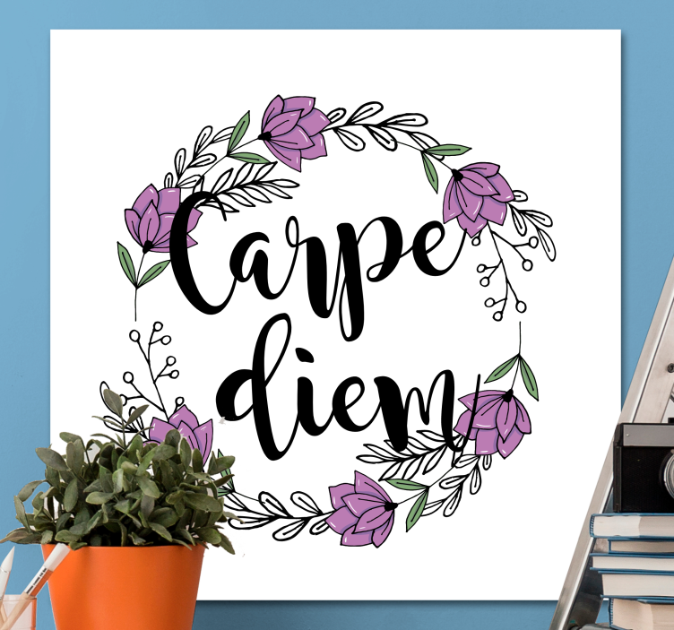 Carpe diem -kukkakuvio motivointi canvas - Tenstickers