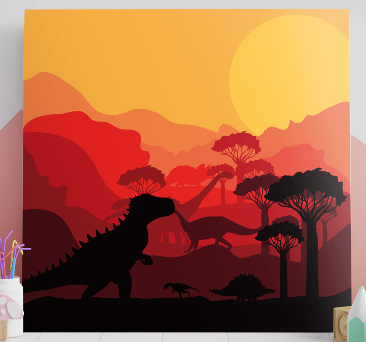 Dinosaurukset jurassic maisema dinosaurus canvas - Tenstickers