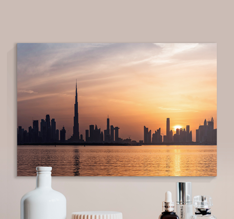 Dubain horisontti auringonlaskussa canvas-taulu - Tenstickers