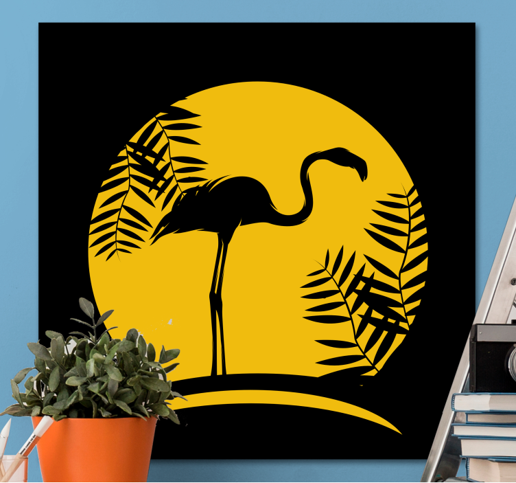 Elegantti flamingo siluetti lintu canvas taulu - Tenstickers