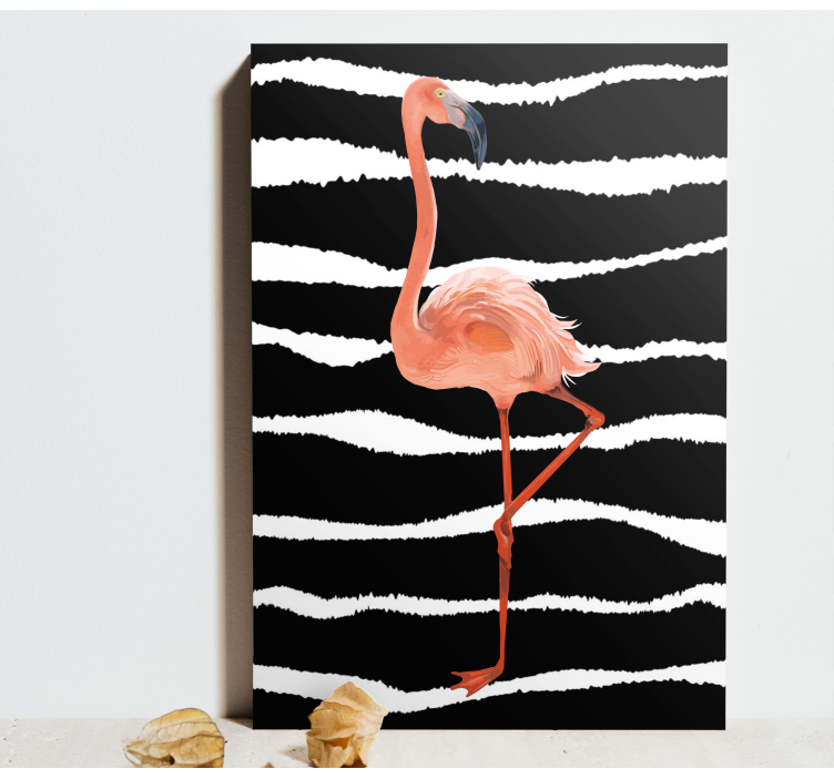 Flamingo raidallisella canvas-taululla - Tenstickers