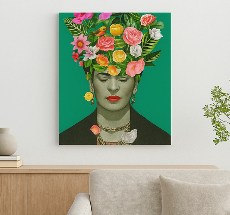 Frida kahlo värikkäitä kukkia taide canvas taulu - Tenstickers
