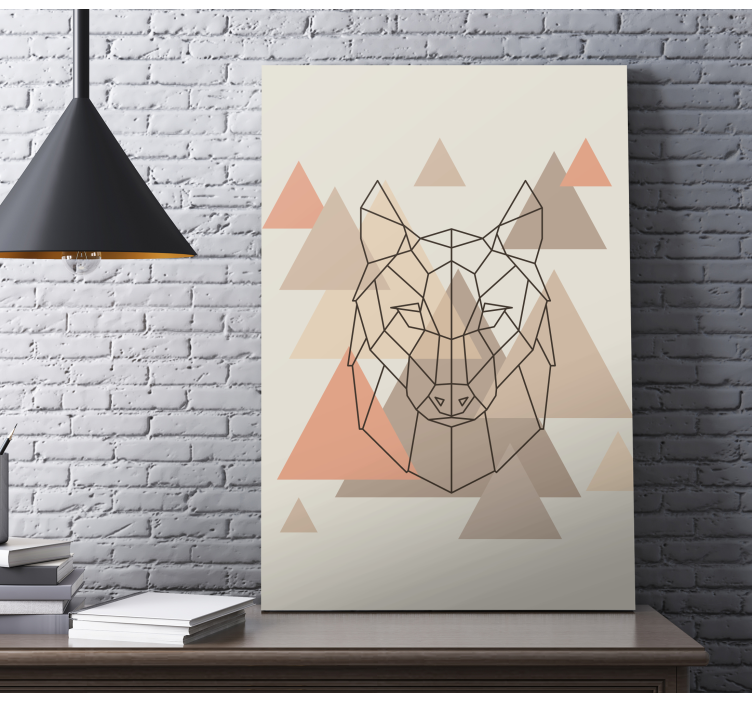 Geometrinen susi kuva koira canvas - Tenstickers