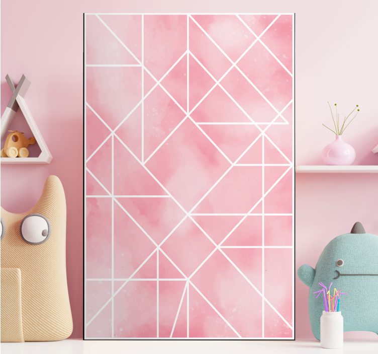 Geometrinen vaaleanpunainen kuvio canvas-taulu - Tenstickers