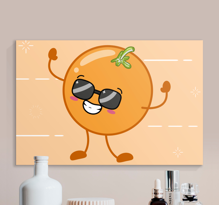 Iloinen oranssi kuvasto hedelmä canvas taulu - Tenstickers