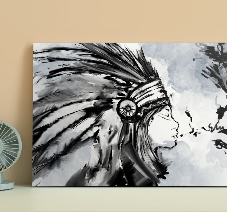Intiaani intialainen plume taide canvas - Tenstickers