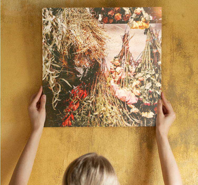 Kuivattujen kukkien asetelmat canvas-taulu - Tenstickers