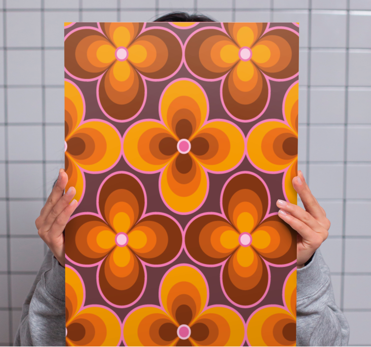 Kukka retro groovy kuvio vintage canvas - Tenstickers