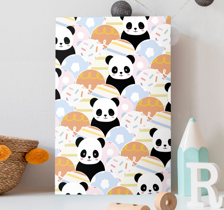 Leikkisät pandakuviot eläin canvas taulu - Tenstickers