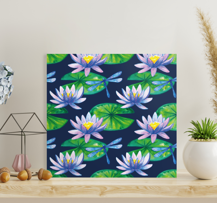 Lilypad-kuvio sudenkorento canvas - Tenstickers